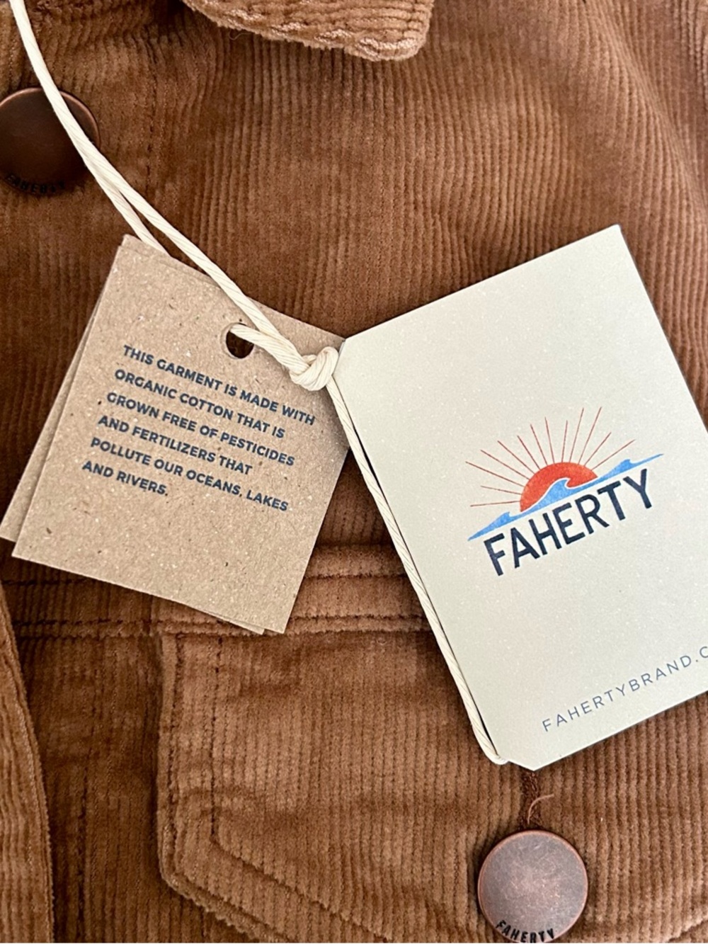 Faherty Chestnut Brown Corduroy Button-Front Mini Dress Sz 2 NWT! - Picture 10 of 10